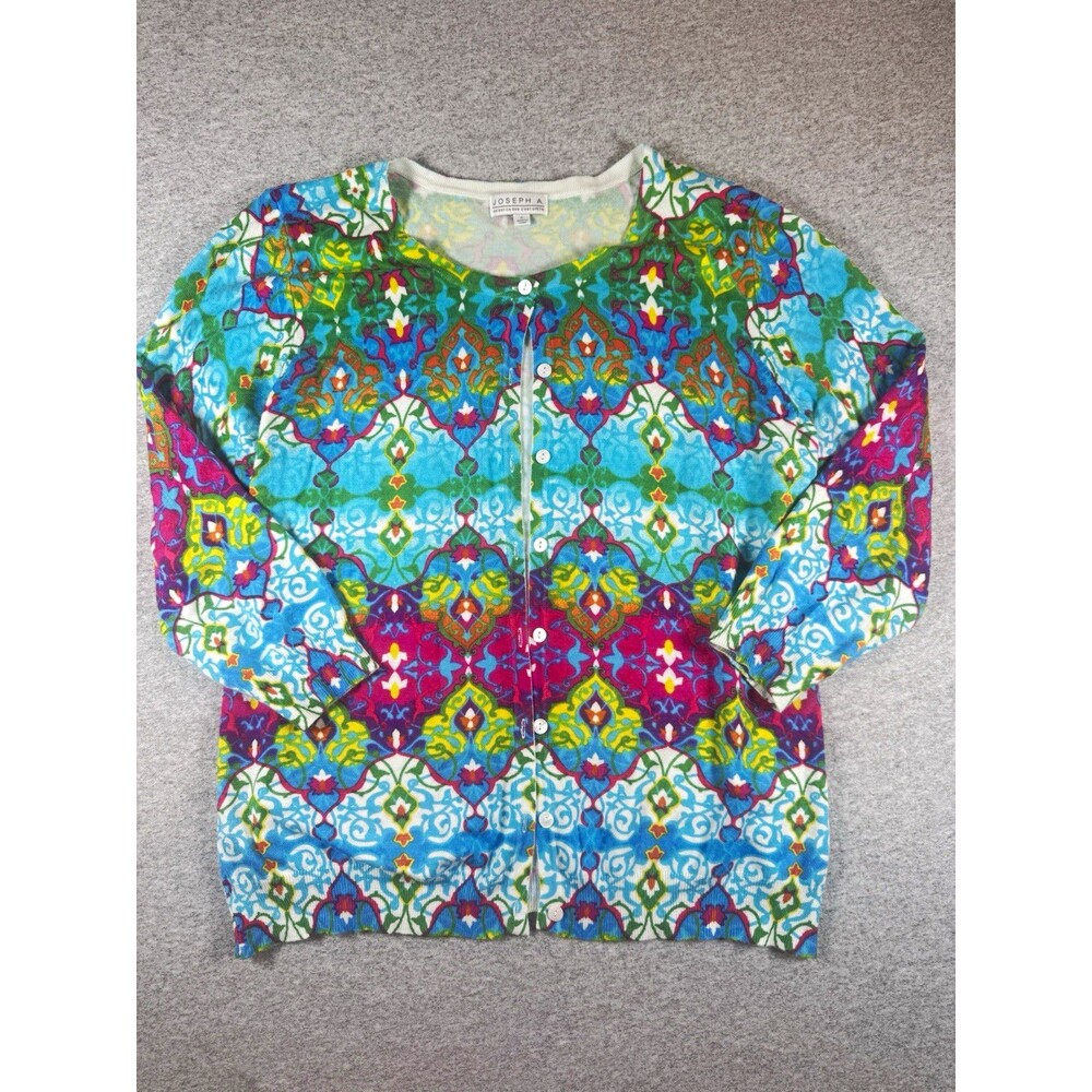 Joseph A Women’s XL Cardigan Sweater Colorful Boho Maximalist Floral Button